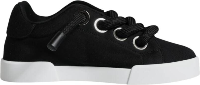 Dolce & Gabbana Zwarte Portofino Lage Top Sneakers Schoenen