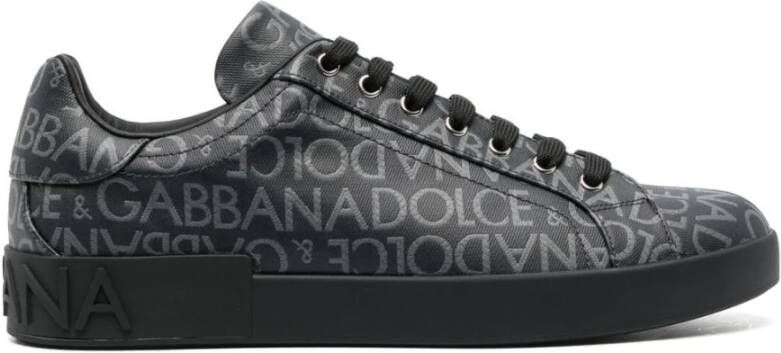 Dolce & Gabbana Zwarte Portofino Logo Sneakers Zwart Heren