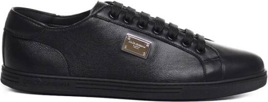 Dolce & Gabbana Zwarte platte schoenen met goudkleurig logo Black Heren