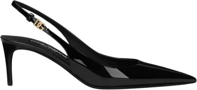 Dolce & Gabbana Slingback pumps van lakleer met DG-gesp Black Dames