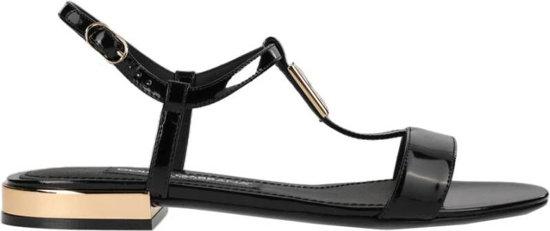 Dolce & Gabbana Zwarte Sandaal Regular Fit Geschikt voor Warm Klimaat 100% Leer Black Dames