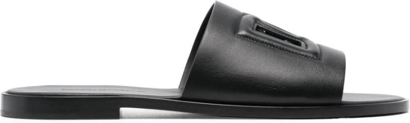 Dolce & Gabbana Gestikte leren slides met uitgesneden details Black Heren