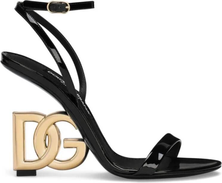 Dolce & Gabbana Zwarte Sandalen met Goud-geplateerde Hak Black Dames