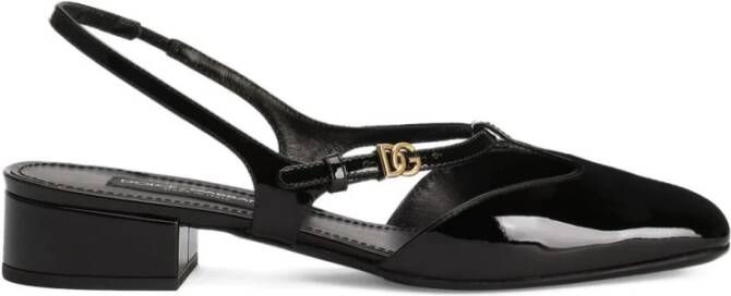 Dolce & Gabbana Zwarte sandalen met gouden logogesp