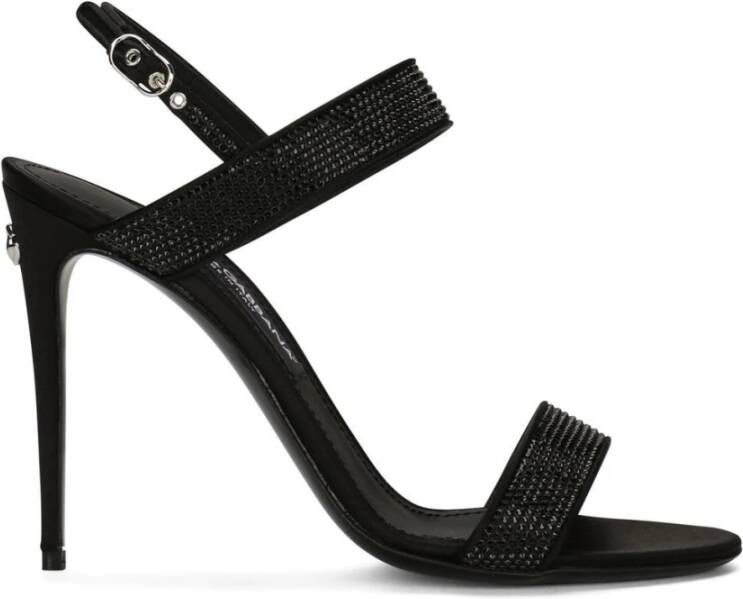 Dolce & Gabbana Zwarte sandalen met kristallen versiering en hoge hakken Black Dames