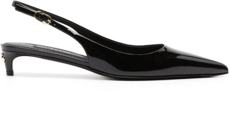 Dolce & Gabbana Zwarte Slingback Pumps van Lakleer met Lage Hak