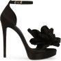 Dolce & Gabbana Zwarte Satijnen Plateau Sandalen met Bloemdetail Black Dames - Thumbnail 1