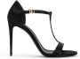 Dolce & Gabbana Zwarte Satijnen T-Bar Stiletto Sandalen Black Dames - Thumbnail 1