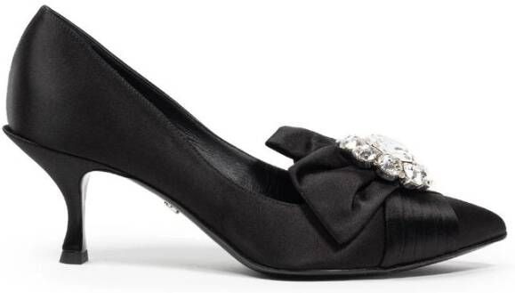 Dolce & Gabbana Satijnen Juweel Décolleté Schoenen Black Dames