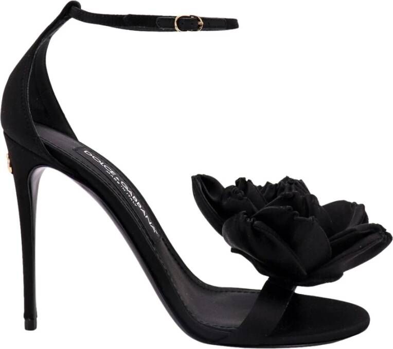 Dolce & Gabbana Zwarte Satijnen Stiletto Sandalen Zwart Dames