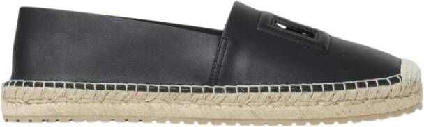 Dolce & Gabbana Zwarte platte schoenen met reliëflogo Black Heren