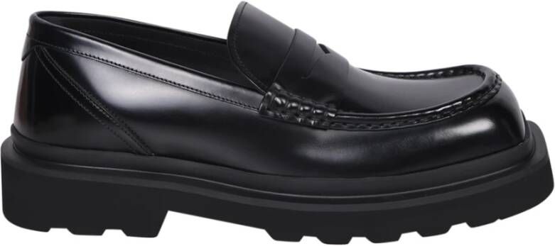 Dolce & Gabbana Loafers van geborsteld leer met logo binnenzool Black Heren