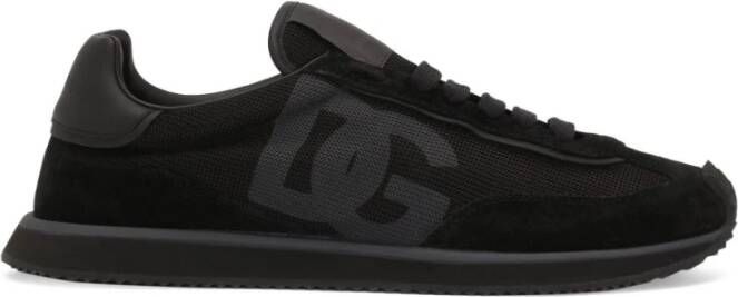 Dolce & Gabbana Suède lage sneakers met ronde neus Black Heren