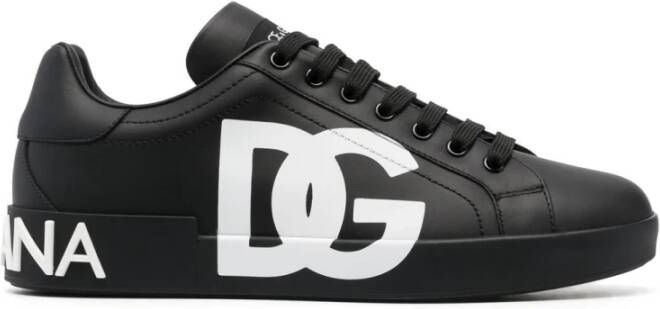 Dolce & Gabbana Zwarte Sneakers Stijlvol Logo Print Black Heren
