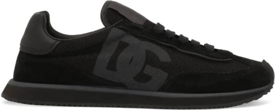 Dolce & Gabbana Suède lage sneakers met ronde neus Black Heren