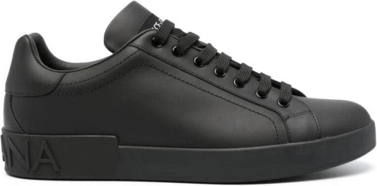 Dolce & Gabbana Zwarte Portofino Sneakers met Logo Black Heren