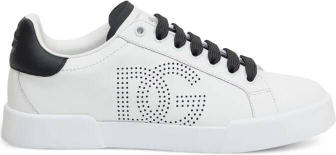 Dolce&Gabbana Low-Top Sneakers Calfskin Sneakers With Prominent Logo Detail in wit