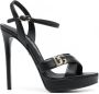 Dolce & Gabbana Zwarte Stiletto Sandalen met Goudkleurig Logo Black Dames - Thumbnail 1