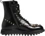 Dolce & Gabbana Zwarte Studded Lace Up Mid Calf Laarzen - Thumbnail 1