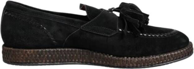 Dolce & Gabbana Zwarte Suède Kwast Loafers met Rubberen Zool