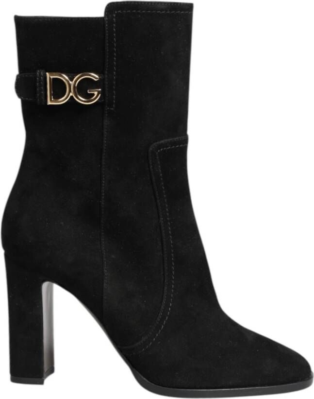 Dolce & Gabbana Zwarte Suède Leren Mid Calf Laarzen