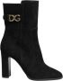 Dolce & Gabbana Zwarte Suède Leren Mid Calf Laarzen - Thumbnail 1