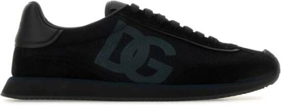 Dolce & Gabbana Suède lage sneakers met ronde neus Black Heren