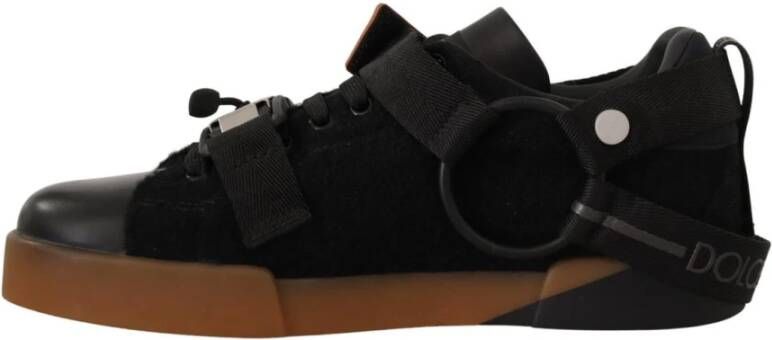 Dolce & Gabbana Zwarte Suède Sneakers Lage Top Casual
