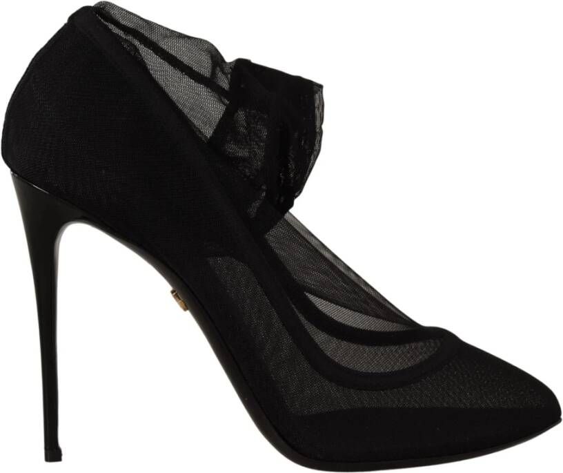 Dolce & Gabbana Zwarte Tule Stretch Laarzen Pumps Schoenen Black Dames