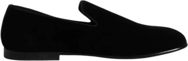 Dolce & Gabbana Zwarte Velvet Loafer Slip-On Schoenen