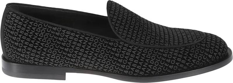 Dolce & Gabbana Zwarte Velvet Monogram Loafers Black Heren