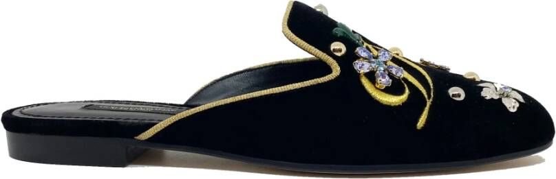 Dolce & Gabbana Zwarte Velvet Muiltjes voor Dames Black Dames