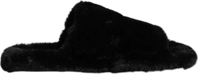 Dolce & Gabbana Zwarte Velvet Slides Pantoffels Schoenen
