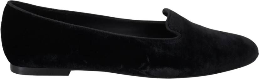 Dolce & Gabbana Zwarte Velvet Slip Ons Loafers Black Dames