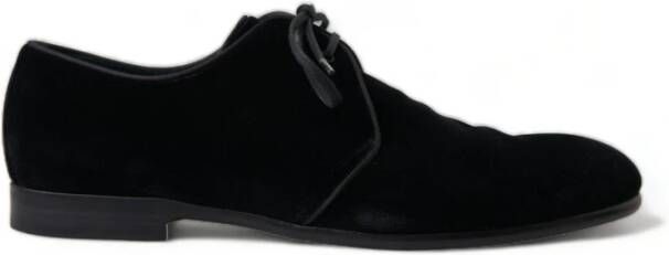 Dolce & Gabbana Zwarte Velvet Veterschoenen Black Heren