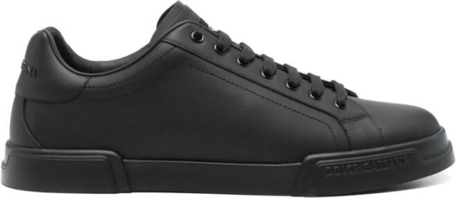 Dolce & Gabbana Zwarte Veterschoenen Platte Zool