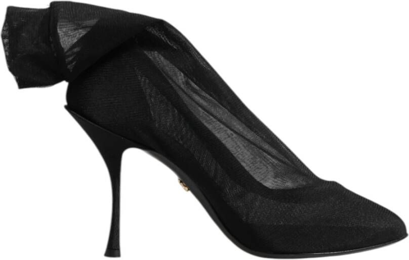 Dolce & Gabbana Zwarte Zijden Stretch Mesh Soklaarzen