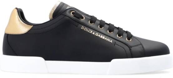 Dolce & Gabbana Zwart Goud Logo Sneakers Gemaakt in Italië Black Heren