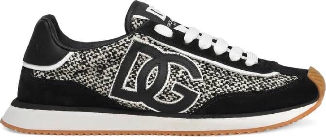Dolce & Gabbana Zwart Wit Suède Veterschoenen