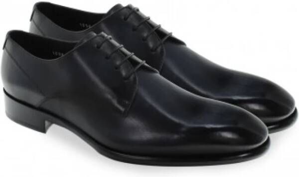 Doucal's Blauw-Zwarte Leren Werkschoenen Black Heren