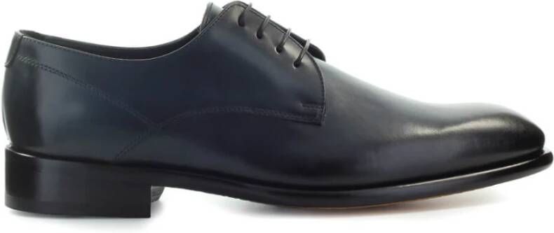 Doucal's Blauwe Geborsteld Leren Derby Veterschoenen