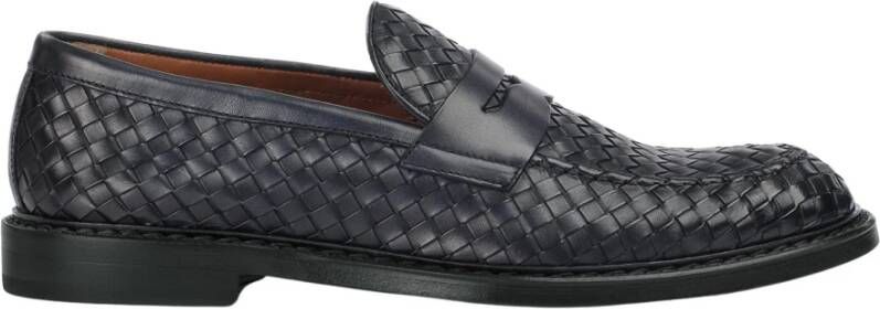 Doucal's Blauwe Geweven Leren Loafers Blue Heren