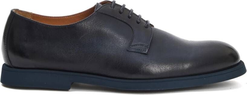Doucal's Blauwe Leren Derby Schoenen