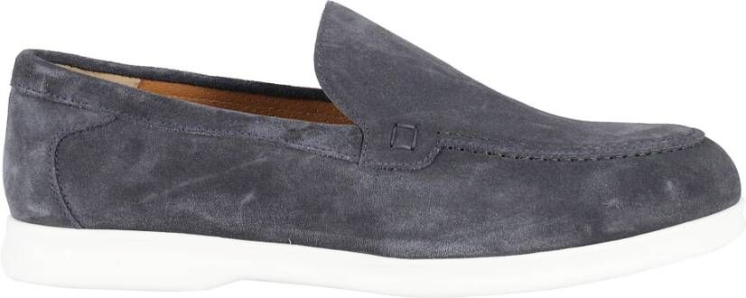 Doucal's Blauwe Suède Mocassin met Rubberen Zool