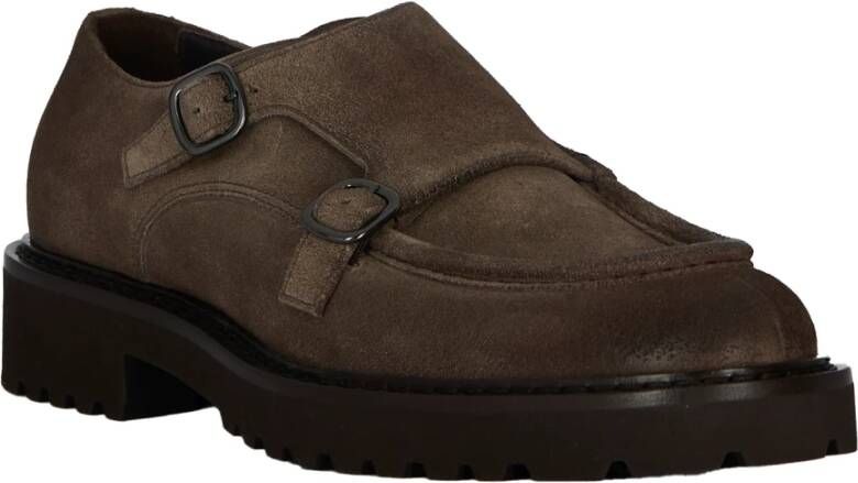 Doucal's Bruin lederen dubbele gesp sandalen