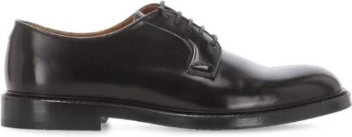 Doucal's Zwarte Leren Veterschoenen Ronde Neus