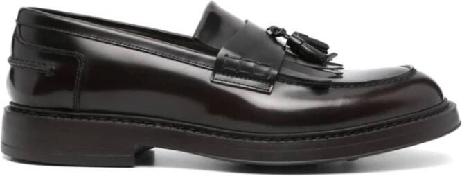 Doucal's Bruine leren platte schoenen met kwastje