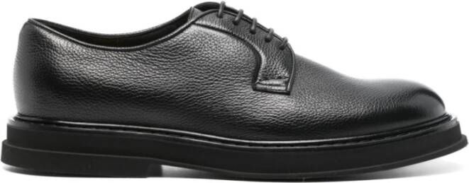 Doucal's Casual Zwarte Leren Platte Schoenen