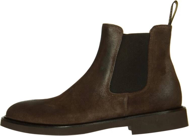 Doucal's Donkerbruine Suede Beatles Enkellaarzen Brown Heren