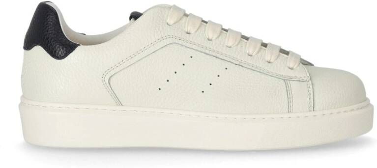 Doucal's Crème leren sneakers met zwarte inzet